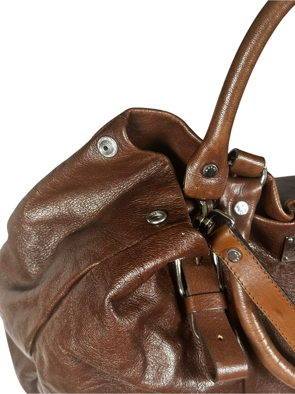 Marni FW09 Oversized Brown Leather Slouch Hobo Tote Bag Crossbody Purse Italy - Picture 10 of 15